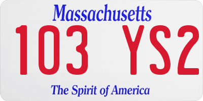 MA license plate 103YS2