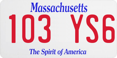 MA license plate 103YS6