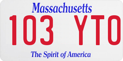 MA license plate 103YT0