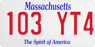 MA license plate 103YT4