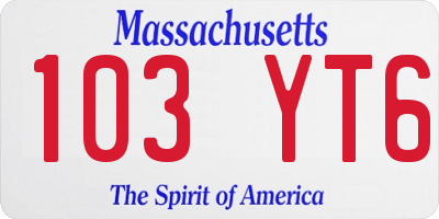MA license plate 103YT6