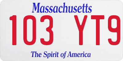 MA license plate 103YT9