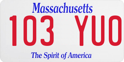 MA license plate 103YU0