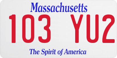MA license plate 103YU2