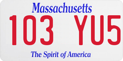 MA license plate 103YU5