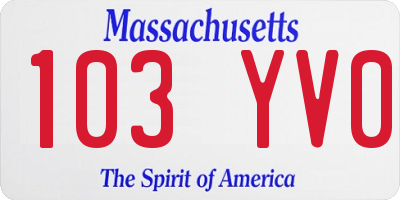 MA license plate 103YV0