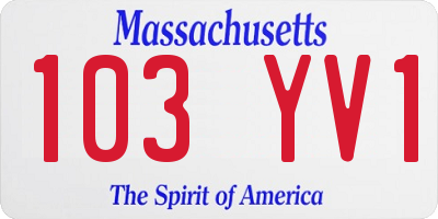 MA license plate 103YV1
