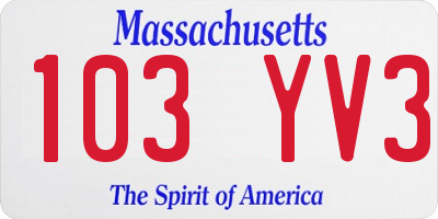 MA license plate 103YV3