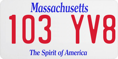 MA license plate 103YV8