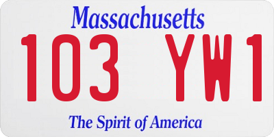 MA license plate 103YW1