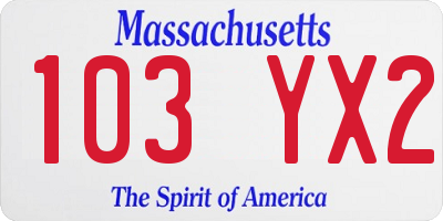 MA license plate 103YX2