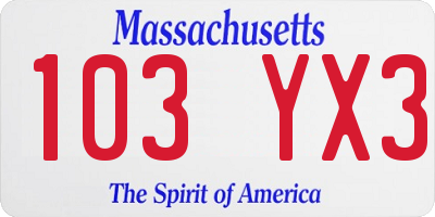 MA license plate 103YX3