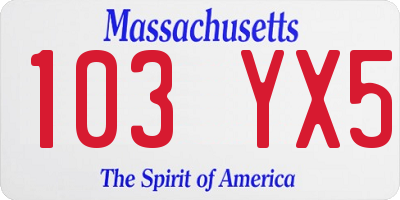 MA license plate 103YX5