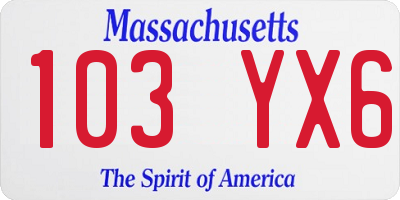 MA license plate 103YX6