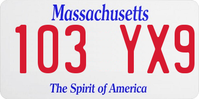 MA license plate 103YX9