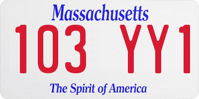 MA license plate 103YY1