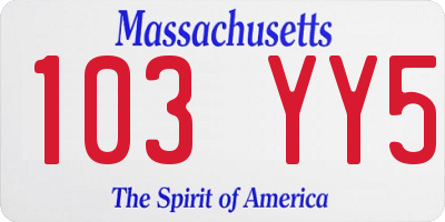 MA license plate 103YY5