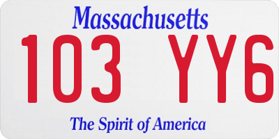 MA license plate 103YY6