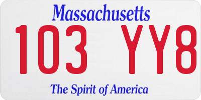 MA license plate 103YY8