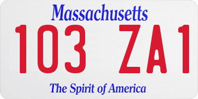 MA license plate 103ZA1