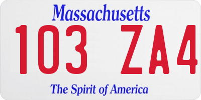 MA license plate 103ZA4