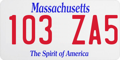 MA license plate 103ZA5