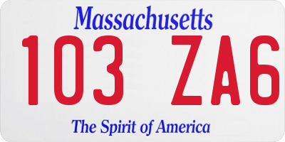 MA license plate 103ZA6