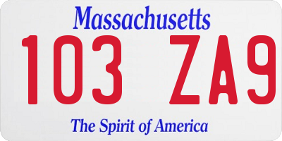 MA license plate 103ZA9