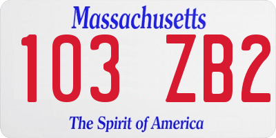 MA license plate 103ZB2