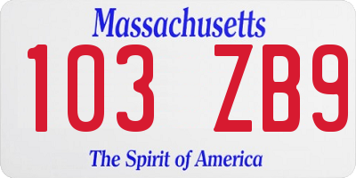 MA license plate 103ZB9