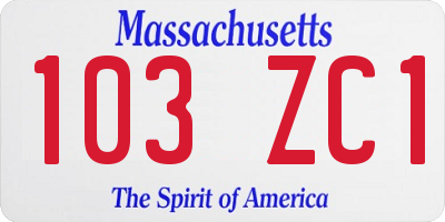 MA license plate 103ZC1