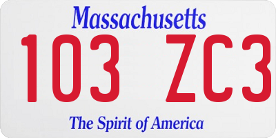 MA license plate 103ZC3