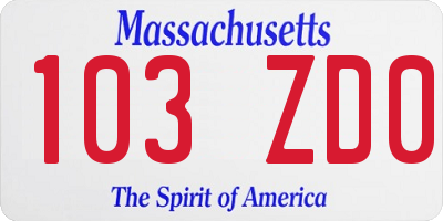 MA license plate 103ZD0