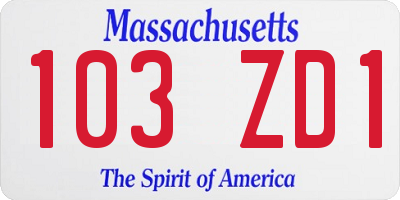 MA license plate 103ZD1