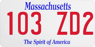 MA license plate 103ZD2