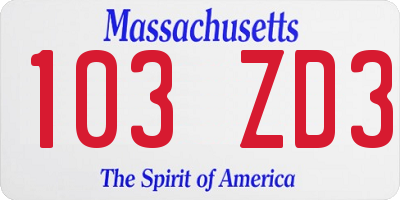 MA license plate 103ZD3