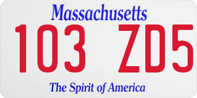 MA license plate 103ZD5