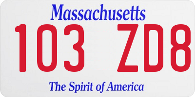 MA license plate 103ZD8