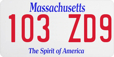 MA license plate 103ZD9