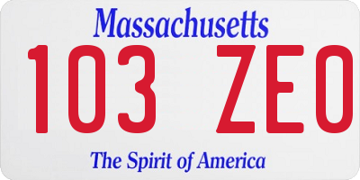 MA license plate 103ZE0
