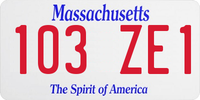 MA license plate 103ZE1
