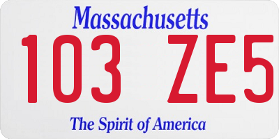 MA license plate 103ZE5