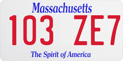 MA license plate 103ZE7