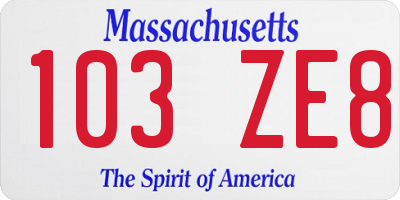 MA license plate 103ZE8