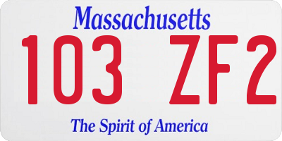 MA license plate 103ZF2