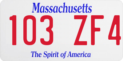 MA license plate 103ZF4