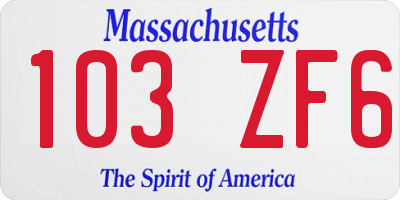 MA license plate 103ZF6