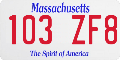 MA license plate 103ZF8