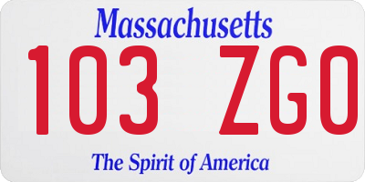 MA license plate 103ZG0