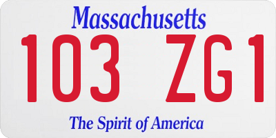 MA license plate 103ZG1